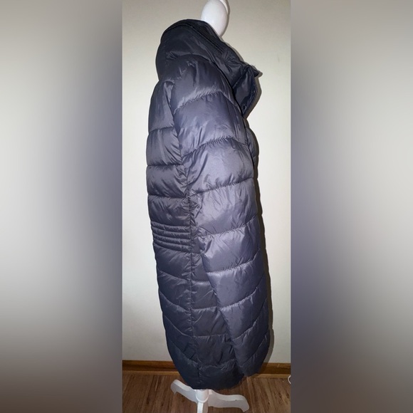 Save the Duck Women's black long Puffer Coat w/hidden hood. Size 3 M/L - Picture 5 of 15